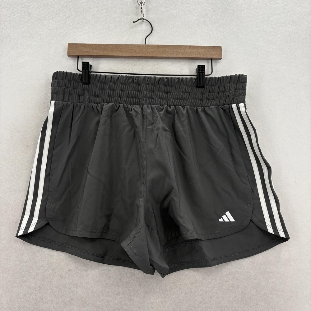 Adidas Pacer Training Shorts Womens XL Gray Aeroready Woven 3 Stripes Gym NWT
